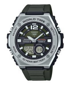 Montre pour homme Casio Standard analogique numérique bracelet en résine cadran vert Quartz MWQ-100-3AV 100M