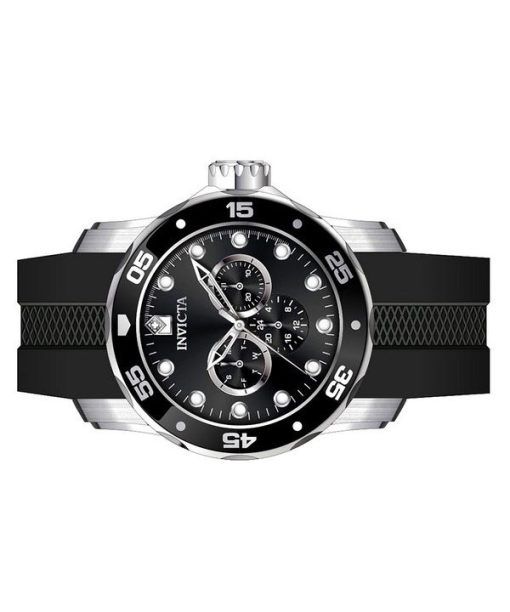Montre pour homme Invicta Pro Diver Scuba GMT avec bracelet en silicone et cadran noir à quartz 45721 100M