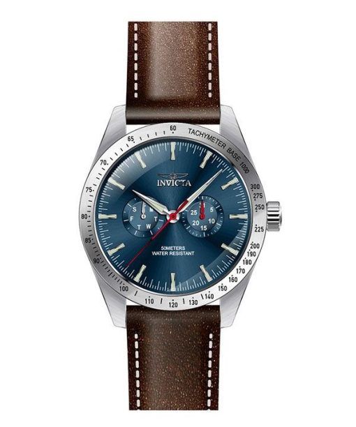 Montre pour homme Invicta Specialty Tachymeter avec bracelet en cuir et cadran bleu à quartz 45978