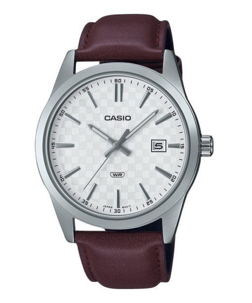 Montre pour homme Casio Standard analogique avec bracelet en cuir et cadran blanc à quartz MTP-VD03L-5A