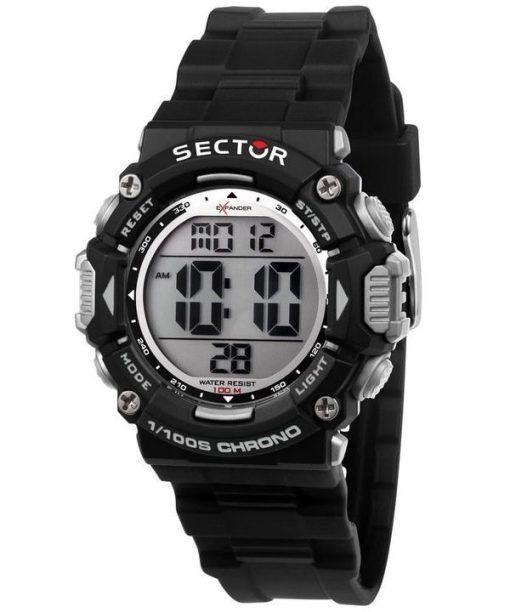 Montre pour homme Sector EX-32 numérique avec bracelet en polyuréthane noir et quartz R3251544001 100M