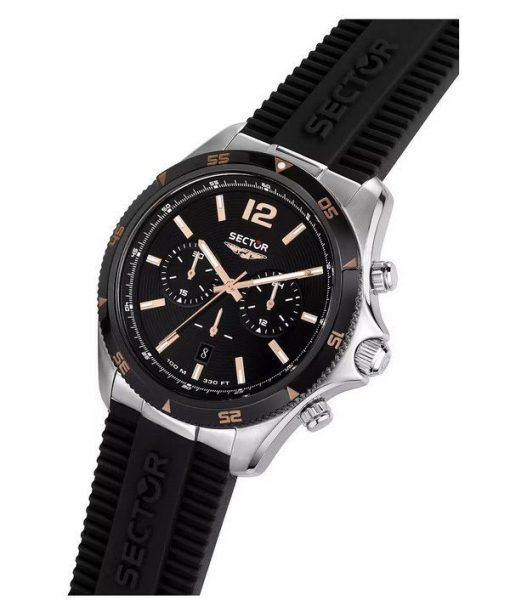 Montre pour homme Sector 650 chronographe bracelet en silicone cadran noir quartz R3271631002 100M