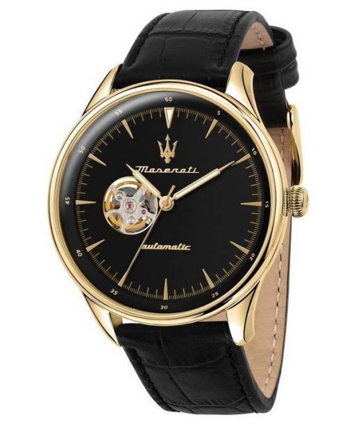 Maserati Tradizione bracelet en cuir cadran noir automatique R8821146001 100M montre homme fr