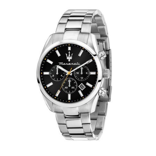 Montre Maserati Attrazione chronographe en acier inoxydable avec cadran noir et quartz R8853151010 pour homme