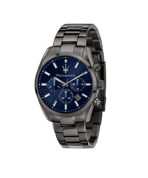 Montre Maserati Attrazione chronographe en acier inoxydable avec cadran bleu et quartz R8853151012 pour homme
