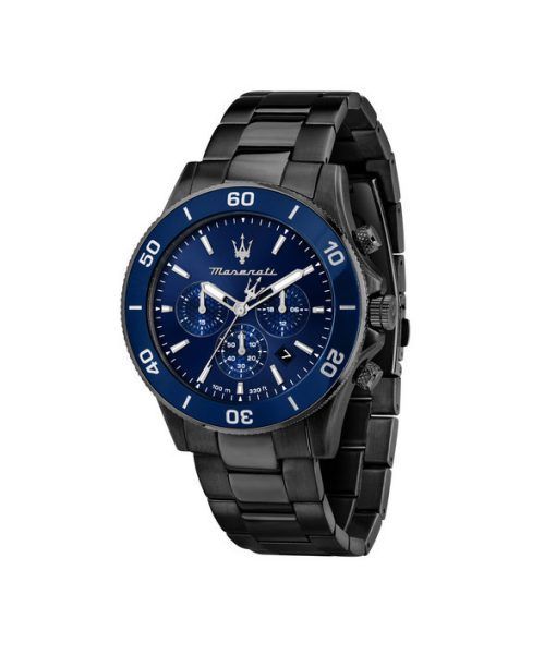 Montre pour homme Maserati Competizione chronographe en acier inoxydable avec cadran bleu et quartz R8873600005 100M
