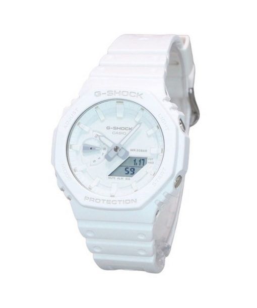 Montre pour homme Casio G-Shock ton sur ton analogique numérique bracelet en résine cadran blanc Quartz GA-2100-7A7