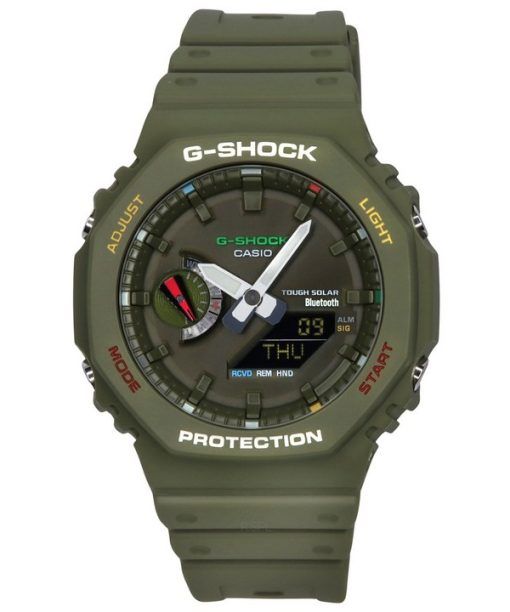 Montre pour homme Casio G-Shock analogique numérique lien Bluetooth cadran vert solaire GA-B2100FC-3A 200M