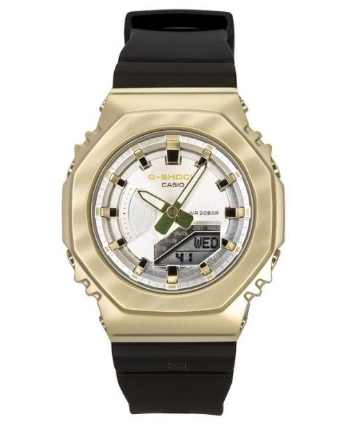 Montre pour femme Casio G-Shock plaquée métal analogique numérique bracelet en résine cadran argenté Quartz GM-S2100BC-1A 200M