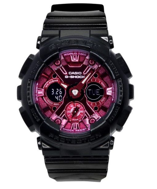 Montre pour femme Casio G-Shock analogique numérique avec bracelet en résine et cadran bordeaux à quartz GMA-S120RB-1A 200M