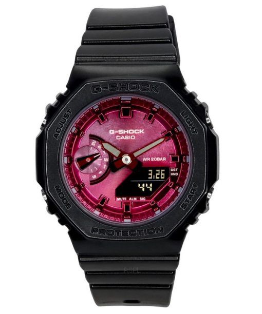 Montre pour femme Casio G-Shock analogique numérique avec bracelet en résine et cadran bordeaux à quartz GMA-S2100RB-1A 200M