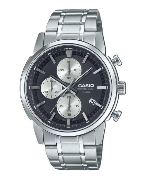 Montre Casio Standard analogique chronographe en acier inoxydable cadran noir Quartz MTP-E510D-1A2V pour homme