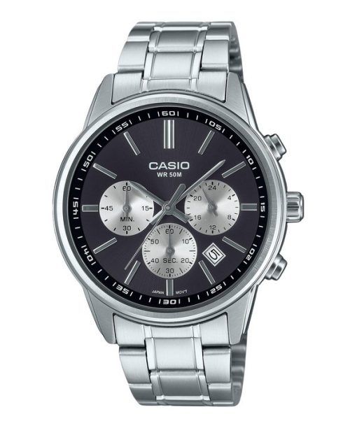Montre Casio Standard analogique chronographe en acier inoxydable cadran gris Quartz MTP-E515D-1AV pour homme