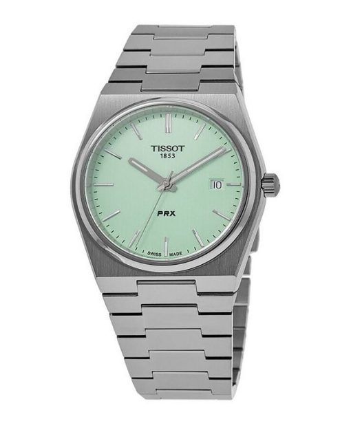 Montre unisexe Tissot T-Classic PRX en acier inoxydable avec cadran vert clair et quartz T137.410.11.091.01 100M