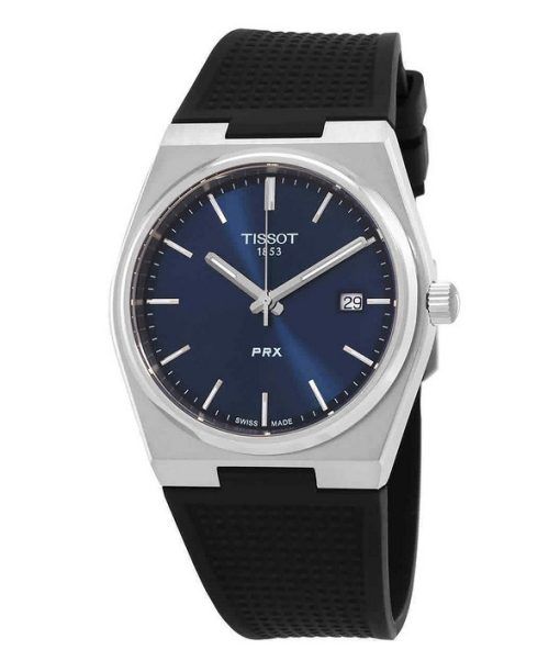 Montre Tissot T-Classic PRX avec bracelet en caoutchouc et cadran bleu à quartz T137.410.17.041.00 100M pour homme