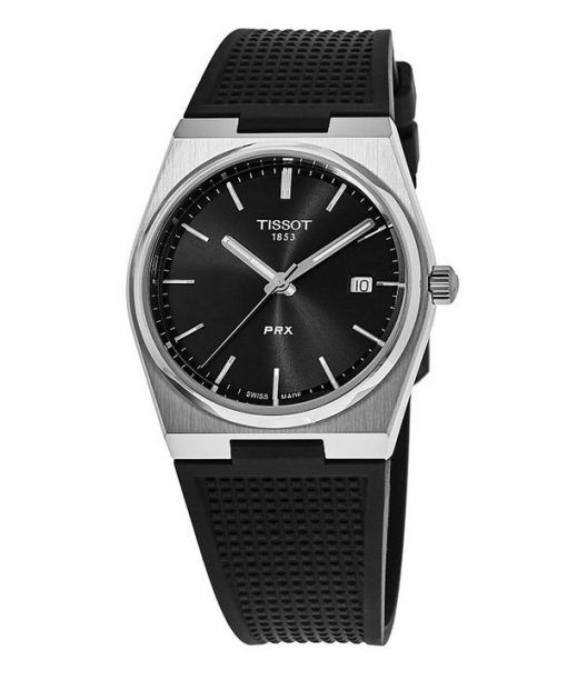 Montre Tissot T-Classic PRX avec bracelet en caoutchouc et cadran noir à quartz T137.410.17.051.00 100M pour homme