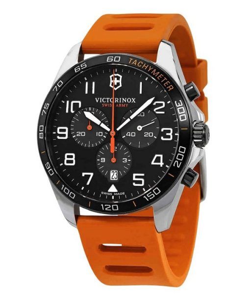 Montre pour homme Victorinox Swiss Army Fieldforce Sport chronographe bracelet en caoutchouc cadran noir Quartz 241893 100M